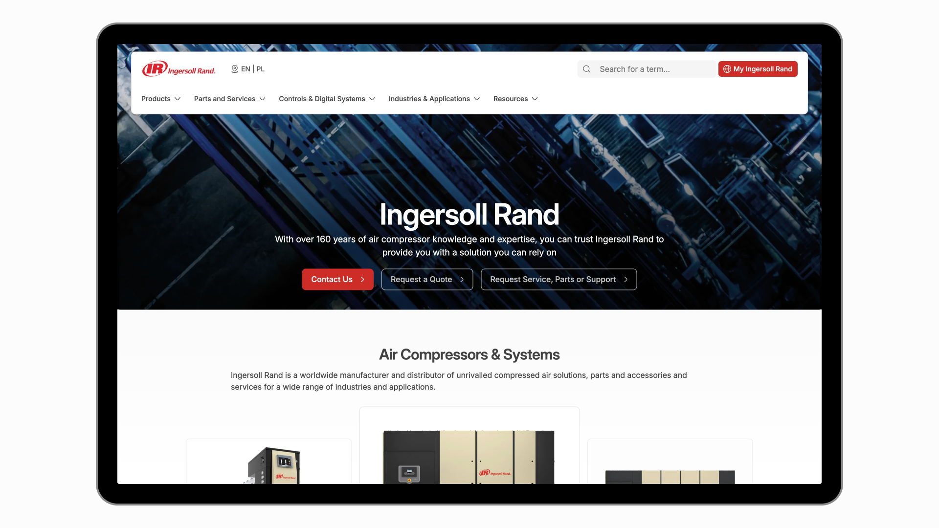 Ingersoll Rand website, from WAYF's enterprise CMS case study